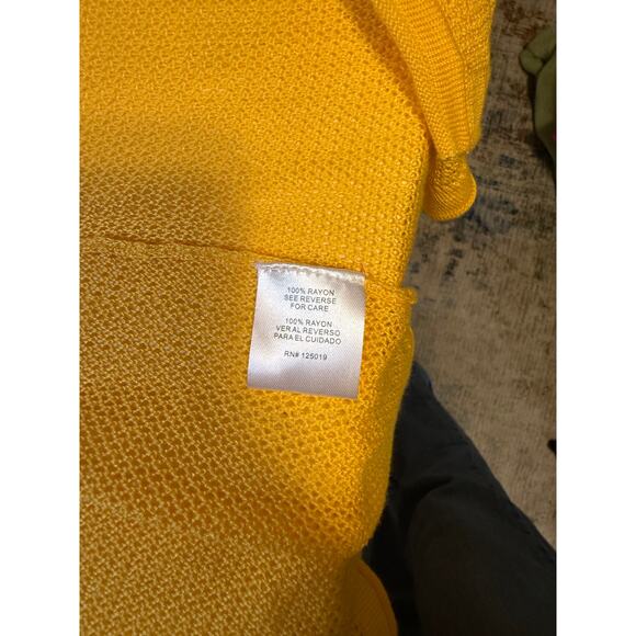 Joseph A. Daffodil Yellow Cardigan Medium | Open Knit Lightweight Layering - Picture 4 of 9